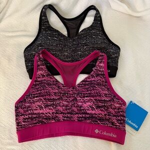 Columbia Women's Pink/Black, Black/White Patterned Sports Bras Medium